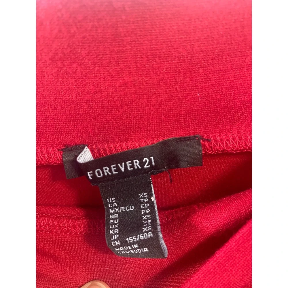 Forever 21 Red Asymmetrical Tulip Hem Mini Skirt Size XS Bodycon Knit Stretch‎